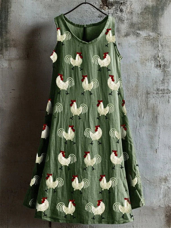Josette – Dress with Rooster Pattern